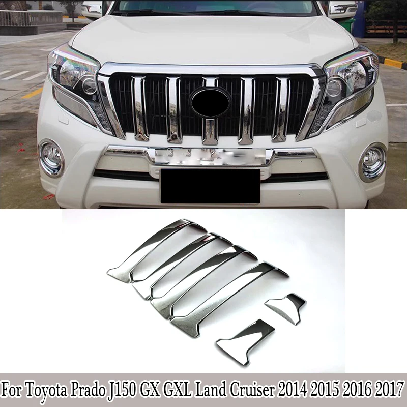 

For Toyota Prado J150 GX GXL Land Cruiser 2014 2015 2016 2017 Chrome Front Grille Molding Surround Cover Decoration Accessories