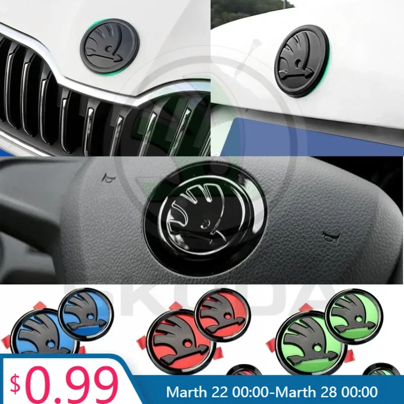 

2026 Hot Car Sticker For Skoda 4Pcs For Skoda Rapid Octavia Fabia Superb 2 3 Yeti Kodiaq Karoq Car Front Rear Trunk Badge Sticke