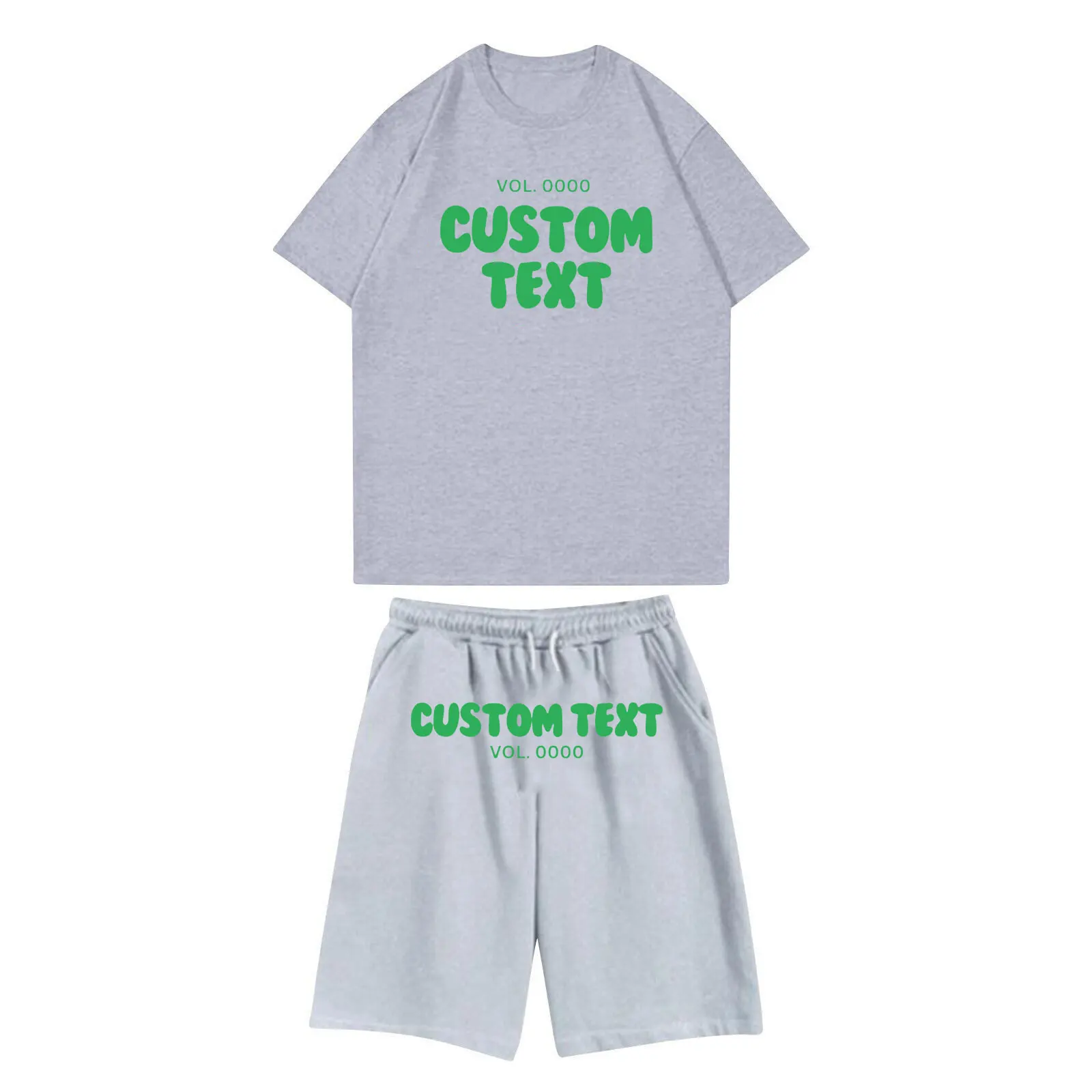 Summer custom text print Suit For Men cotton Fashion Casual Clothing T-Shirt + Shorts Two Piece Set Male Sports Suit