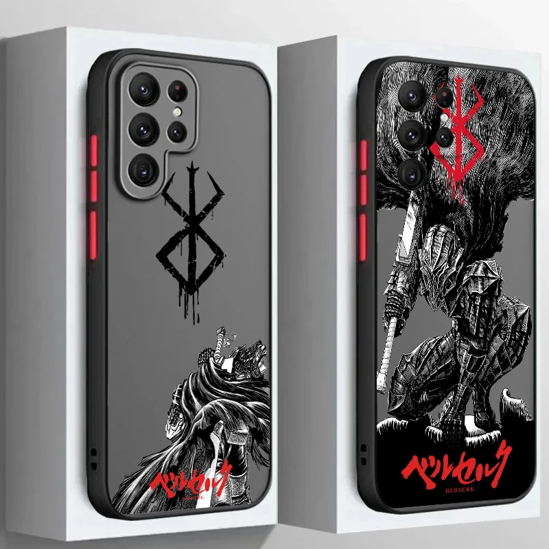 

Berserk Art Cool Anime Frosted Translucent For Samsung Note 20 A35 A03 A54 A31 A22 A34 A14 A24 A04 A55 5G Funda Phone Case