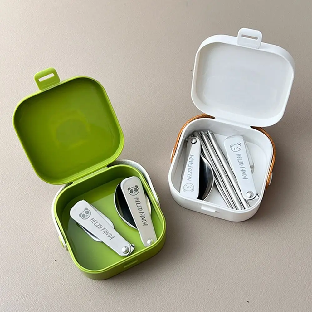 3/4Pcs Reusable Foldable Dinnerware Set Rust-proof Detachable Chopstick Portable Folding Tableware Dishwasher Safe