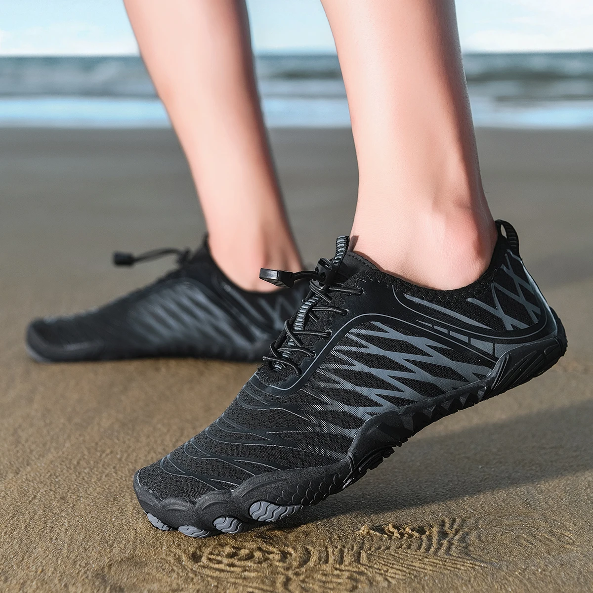 Oiaano, zapatos negros descalzos con punta ancha para hombre, zapatillas deportivas para mujer, botines de agua Unisex para hombre, agua, playa, suela suave, ligero y transpirable