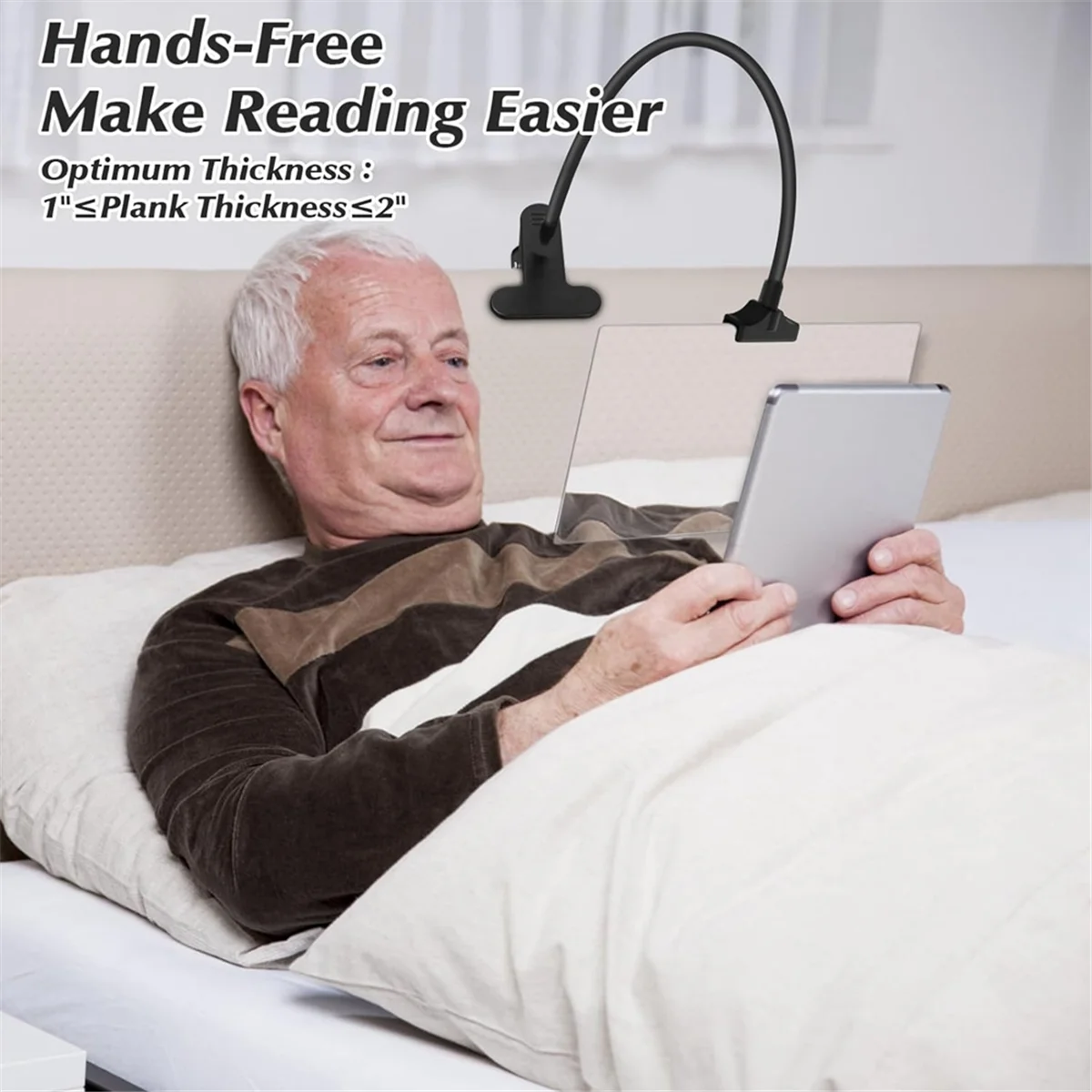 Lupa 5X eficiente com clipe, lupa de 6x3,5 polegadas com braçadeira pescoço de ganso flexível ajustável, clipe em lupa