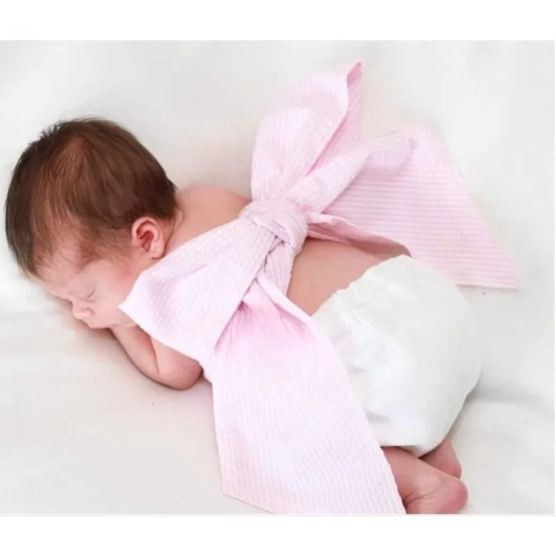 وشاح قماط لحديثي الولادة مع فيونكة قطنية ناعمة - حزام مزخرف لتصوير الأطفال - صور الأمومة، وشاح قوس الأمومة الرائع