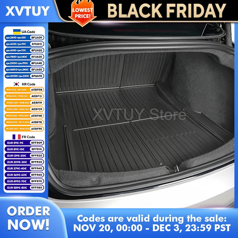 

TPE Car Rear Trunk Mat for Tesla Model 3 Y Floor Waterproof Protector Pad All Weather Liner Pet Anti-kick Pad Auto Accessories