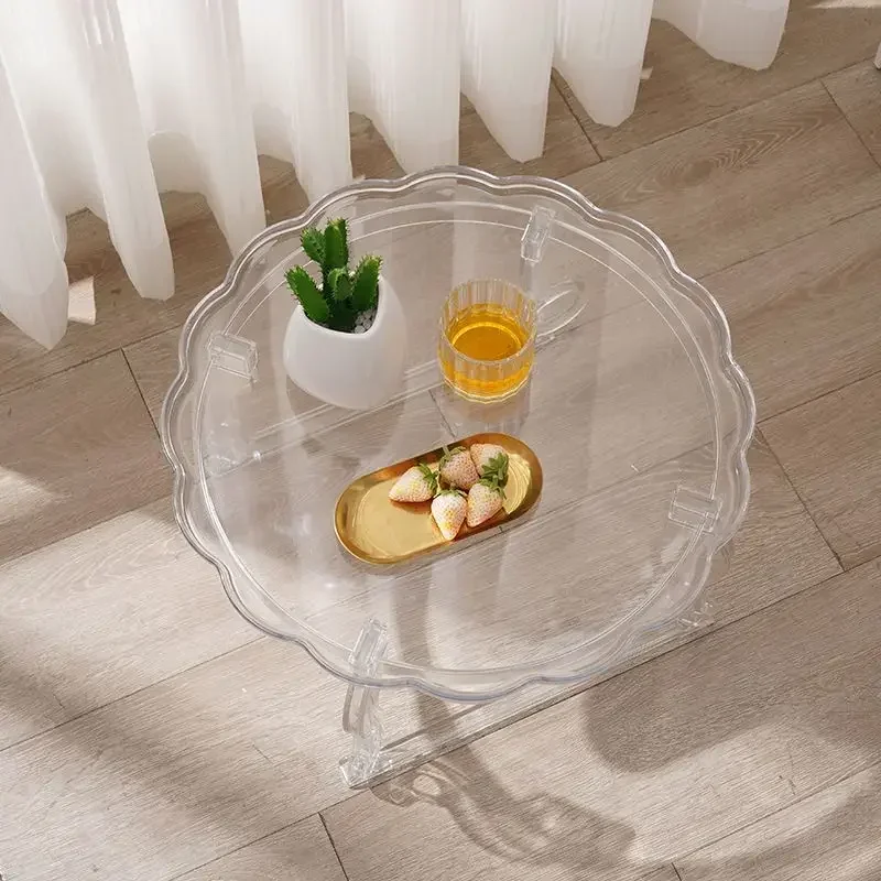 Acrylic small coffee table,Furniture Nordic, Coffee Table, Simple, Home, Small Round Table, Balcony, Acrylic, Transparent, Round