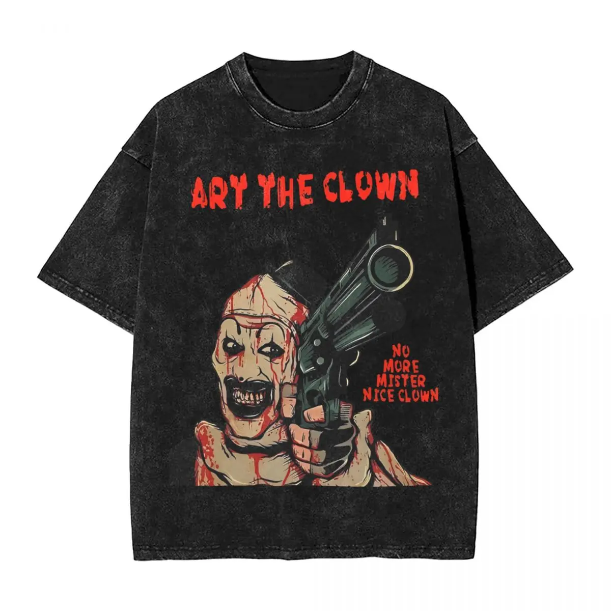 Terrifier Art The Clown Washed T Shirt Streetwear Hip Hop Novelty T-Shirt Tees Tops for Men Women Cotton High Street Summer