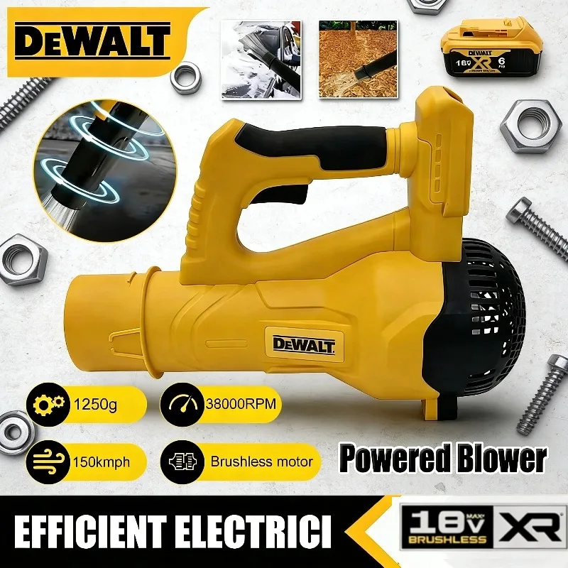 

Беспроводная воздуходувка DEWALT 38000 об/мин, бесщеточная, ручная, для уборки листьев, турбо-воздуходувка, электроинструмент для аккумуляторов DEWALT 18V-20V