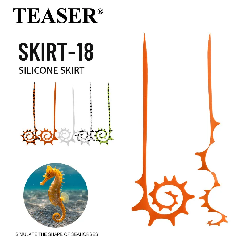 TEASER 5 piezas SKIRT-18 145mm Falda de silicona para señuelos de pesca DIY Madai Jig Snapper, accesorios de falda de silicona suave