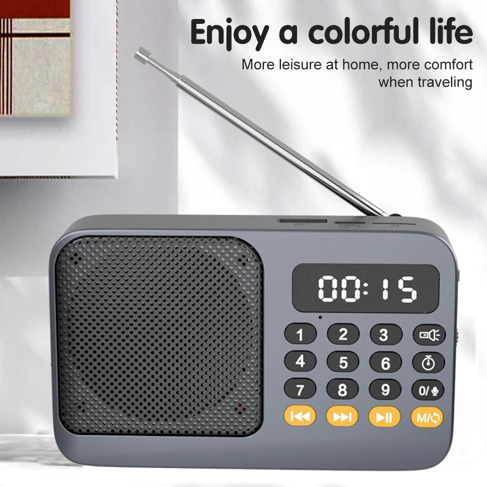 Tragbares FM-Radio, Bluetooth 5.0-Lautsprecher, TF-Karte, U-Disk, MP3-Player, Aufnahme mit einer Taste, 3,5-mm-Kopfhöreranschluss, Outdoor-Audio-Player – Detail 13