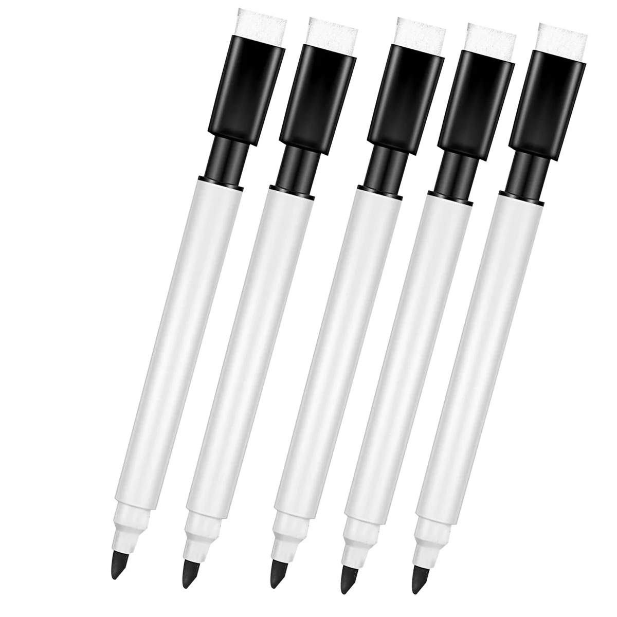 100 ชิ้นเครื่องหมายลบแห้งไวท์บอร์ดสีดําเครื่องหมายลบแห้งพร้อมหมวกยาง Fine Tip Dry Erase Markers ZJY