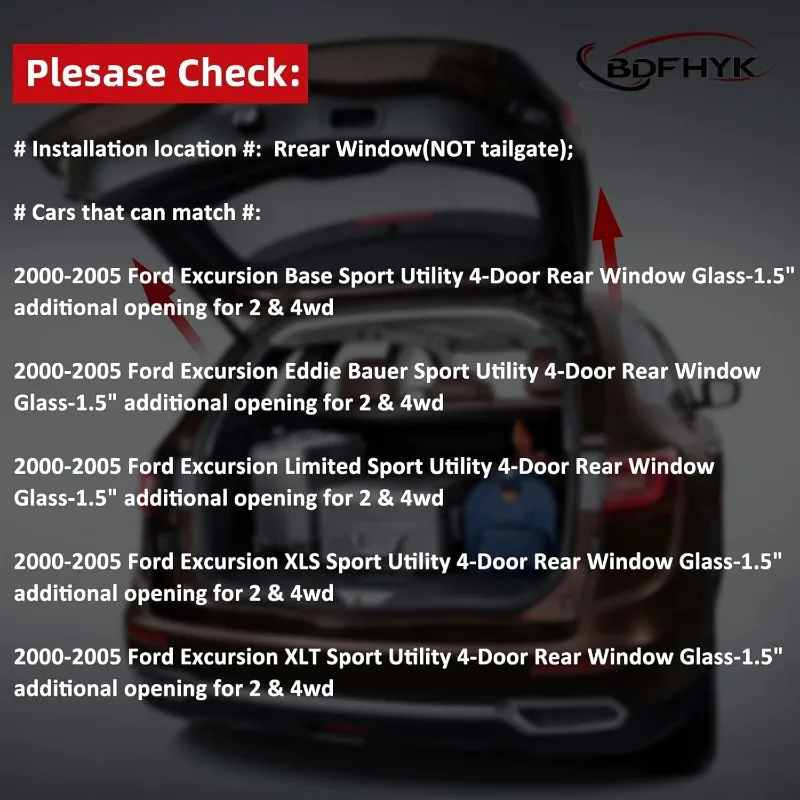 دعامات النافذة الخلفية 6421 لسيارة Ford Excursion 2000-2005 (1.5 بوصة أطول، وليس الباب الخلفي) #5