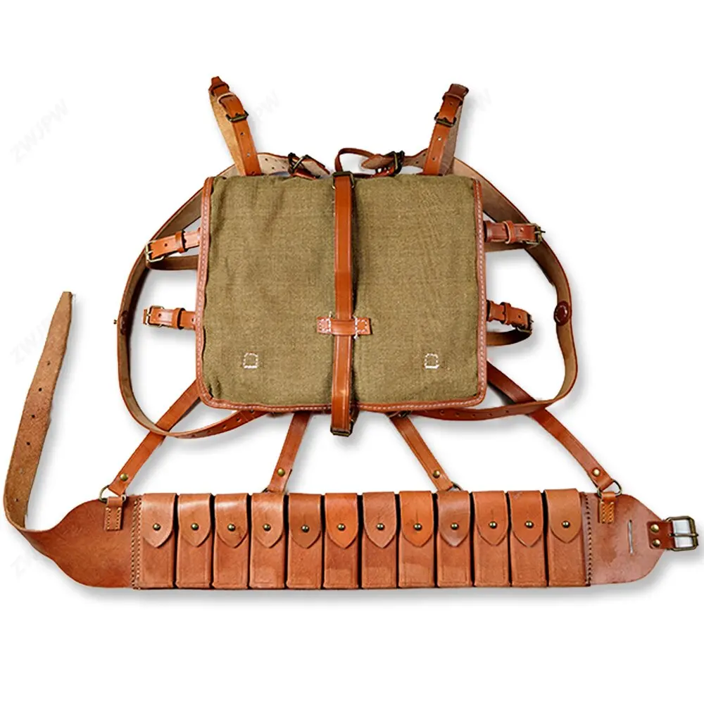 WW2 CHINESE ARMY KMT  PACKAGE FIELD EQUIPMENT WITH WOODEN FRAM WITH JIULONG AMMO POUCH