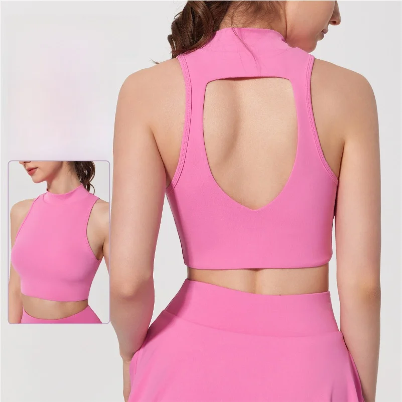 

Сексуальное спортивное нижнее белье с открытой спиной, топ для фитнеса без рукавов, быстросохнущая одежда для йоги, приятный для кожи, красивый ажурный дизайн