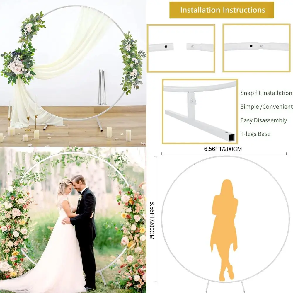 

Metal White Wedding Arch with Support Feet, 6.56FT Tall, for GARFANS Garden Arbor and Balloon Decorations