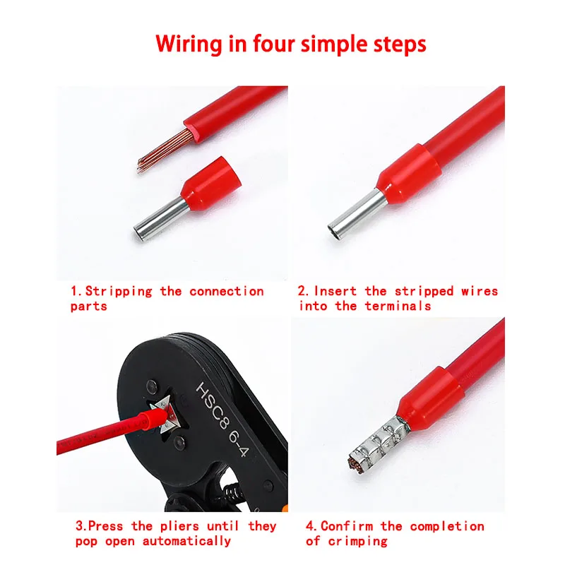 VE Tubular Crimp Terminals, tube type quick wiring cable wire connector insulated wire pin terminal kit