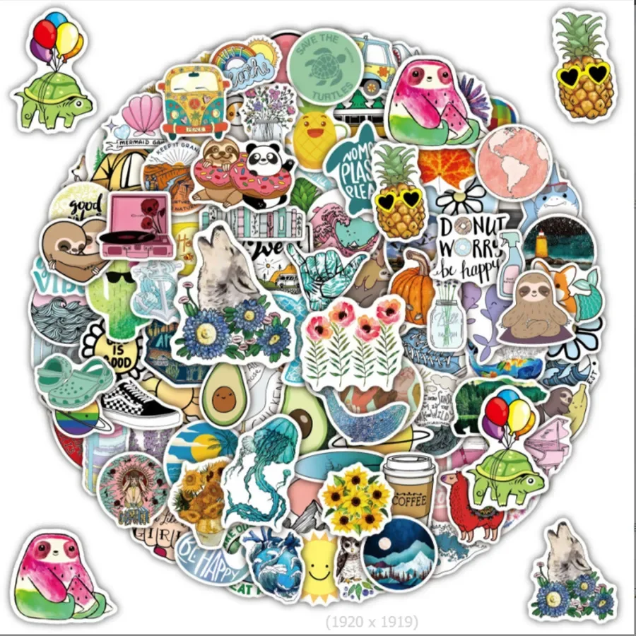 100Pcs Cute Laptop Stickers Vinyl Aesthetic Stickers for MacBook Laptops Cups Computers  Skateboard Phone Sticker for Teens Kids