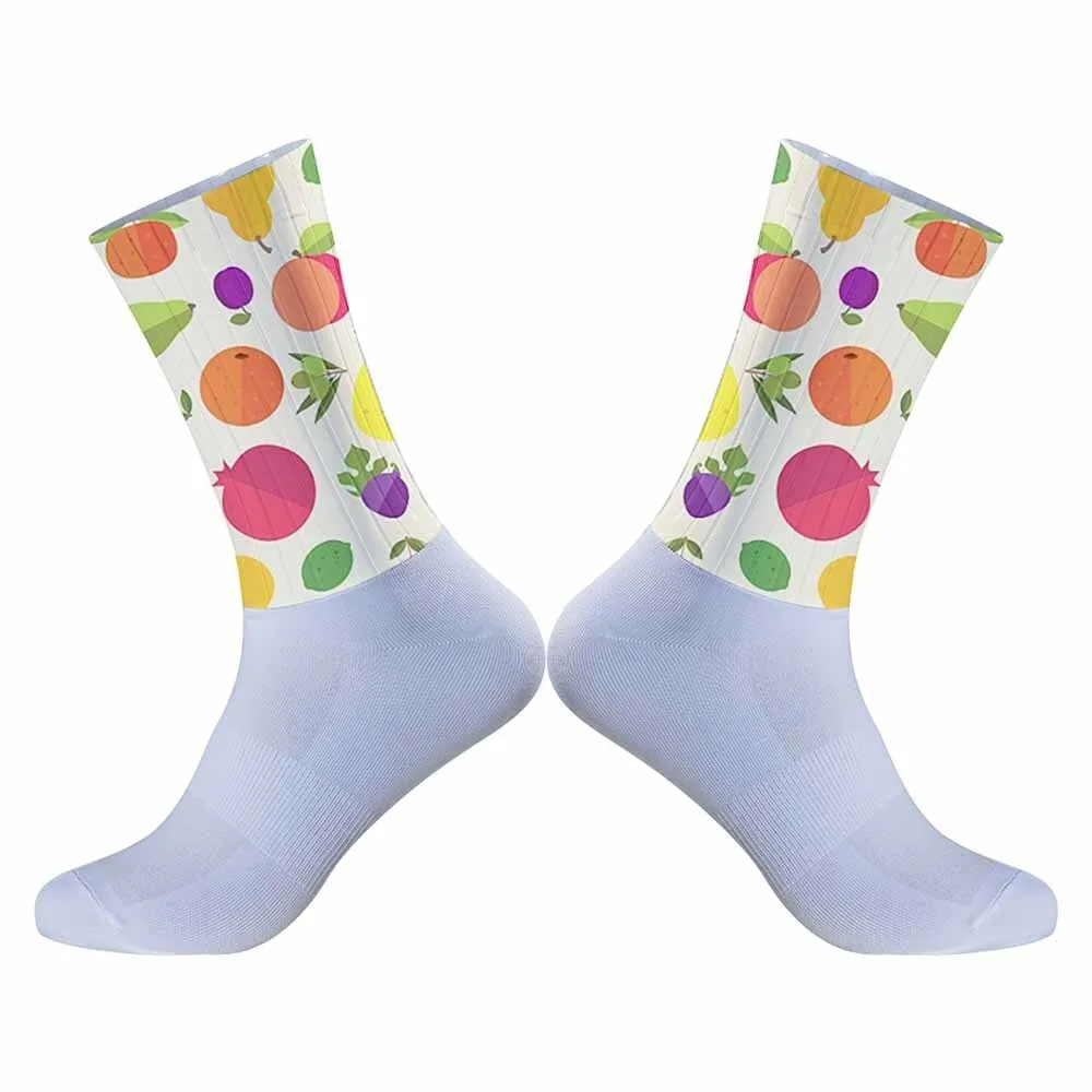 Interesting fruit pattern sports cycling socks, unisex, durable, suitable for outdoor sports enthusiasts and more people