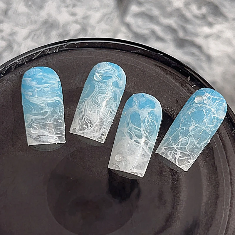 Naklejki do zdobienia paznokci, naklejki do manicure, jednolity kolor, ultracienkie, białe, falowane, miękkie, jednolite, samoprzylepne, płaskie.