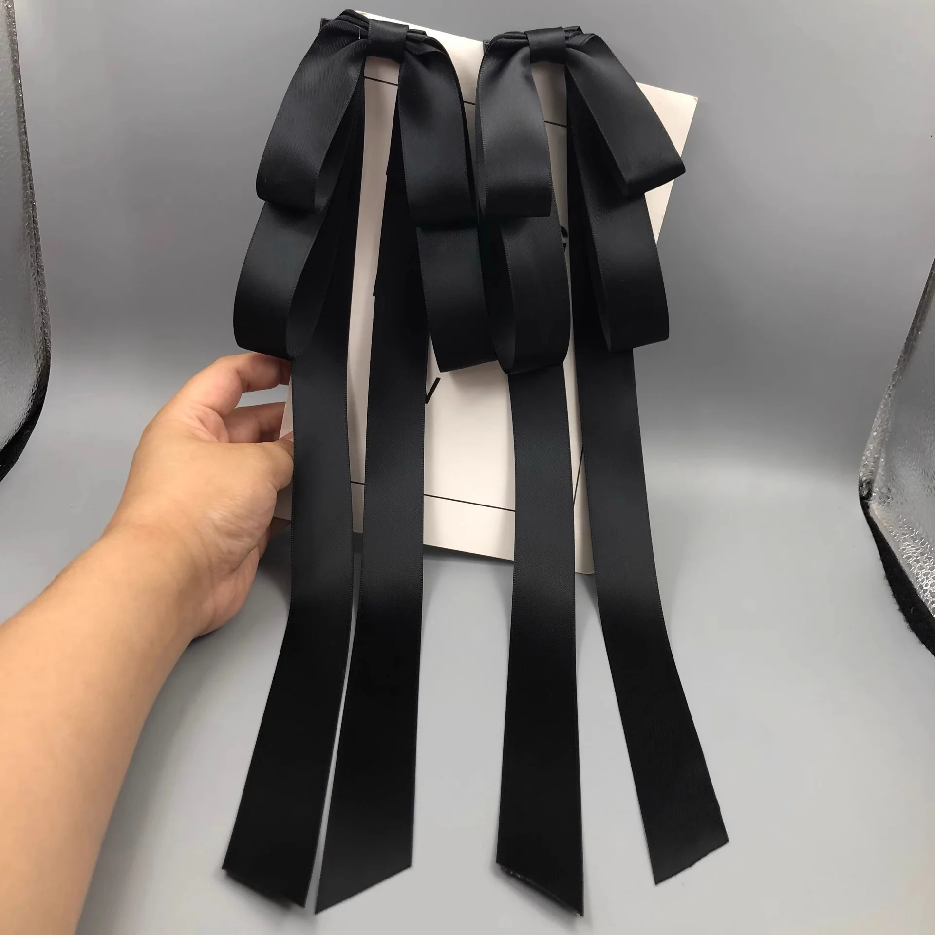 اليابانية لوليتا تدلى الأذن أرنب القوس الشريط الطويل مشبك شعر ذيل حصان الشعر التبعي القديمة Hanfu الجانب كليب