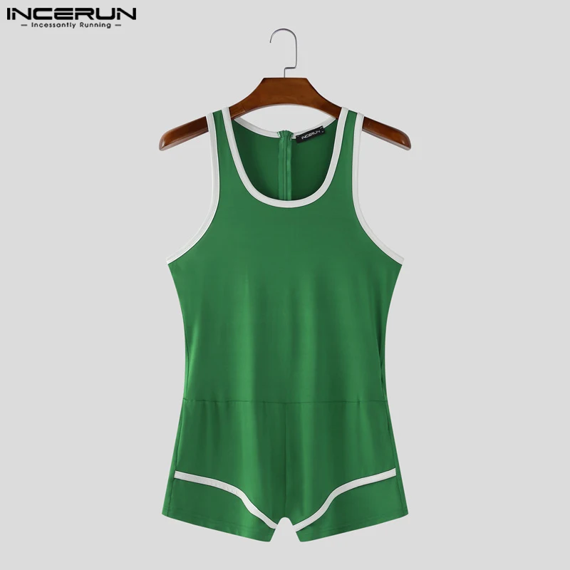 INCERUN الرجال داخلية المرقعة س الرقبة أكمام الصيف الذكور السروال القصير بلايسوت الشارع الشهير تجريب مثير 2025 مريحة ارتداءها الرجال #4