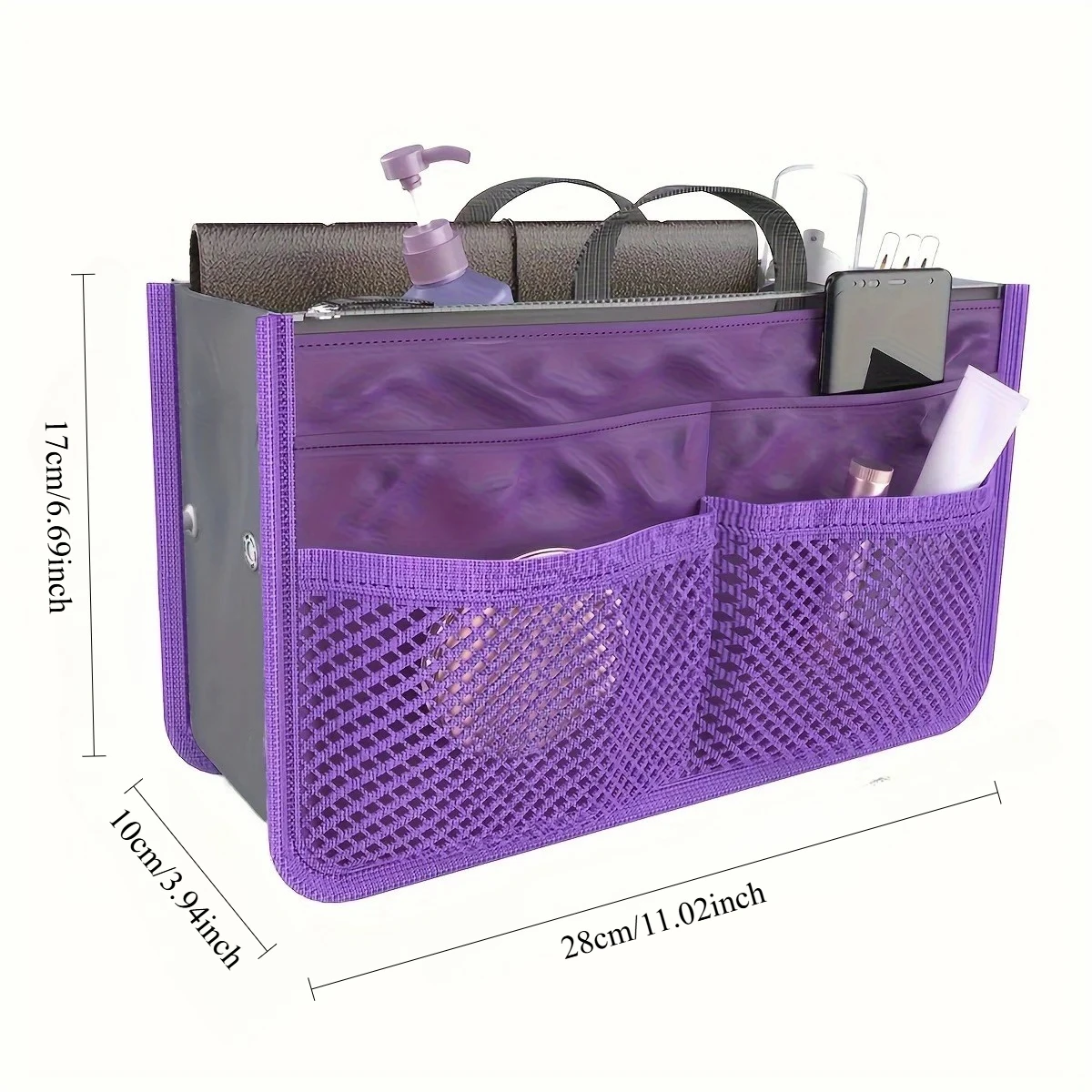 1Pc Multifunctional Bi-fold Storage Bag Double Zipper Large Capacity Storage Arrangement Makeup Toiletries Large Classification