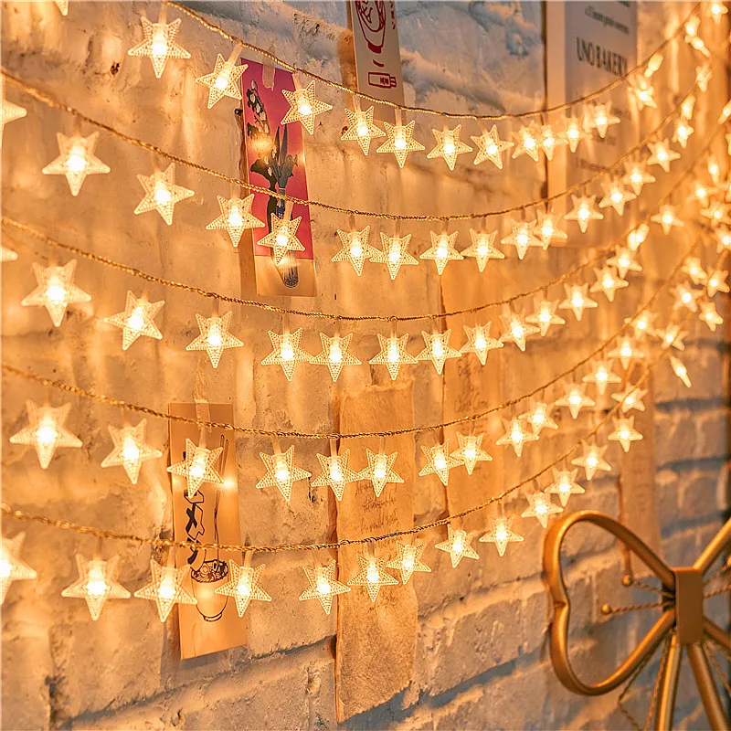 Guirnalda de luces LED en forma de bola de estrella, luces de hadas, blanco cálido, funciona con USB, decoración de vacaciones, fiesta de Navidad, boda, 20 LED