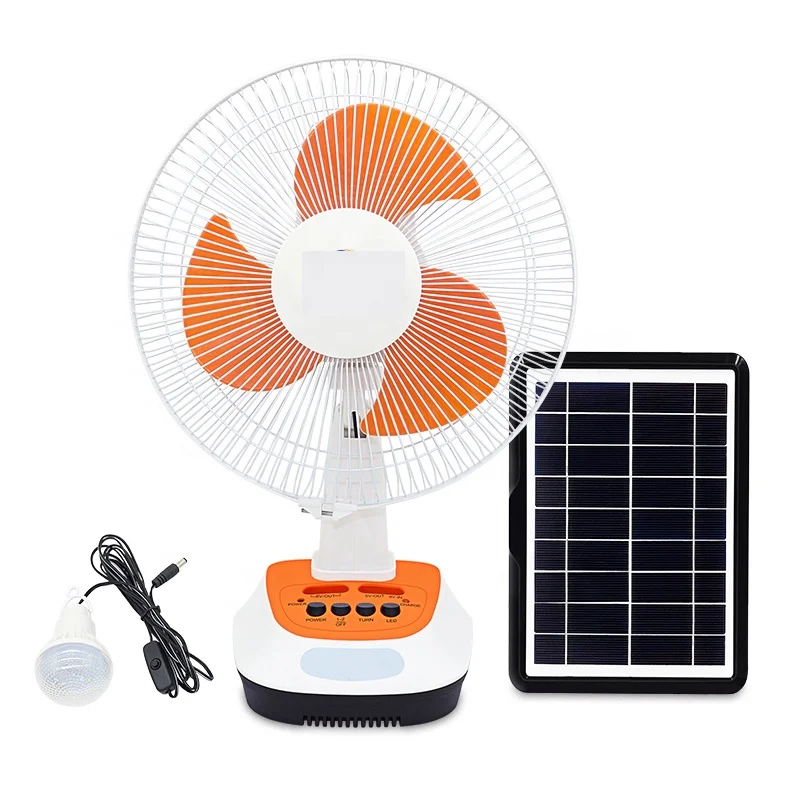 

Tom AutoCheap Price 12 Inch Solar Powered Cooling Desk Fan Rechargeable Solar Table Fan With Light Panel and Battery