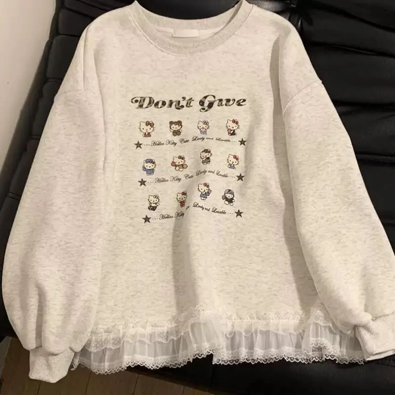 

Осень-зима Новая женская милая мультяшная дизайнерская толстовка с добавлением жира Плюшевая теплая толстовка с капюшоном Модная свободная повседневная футболка Топы