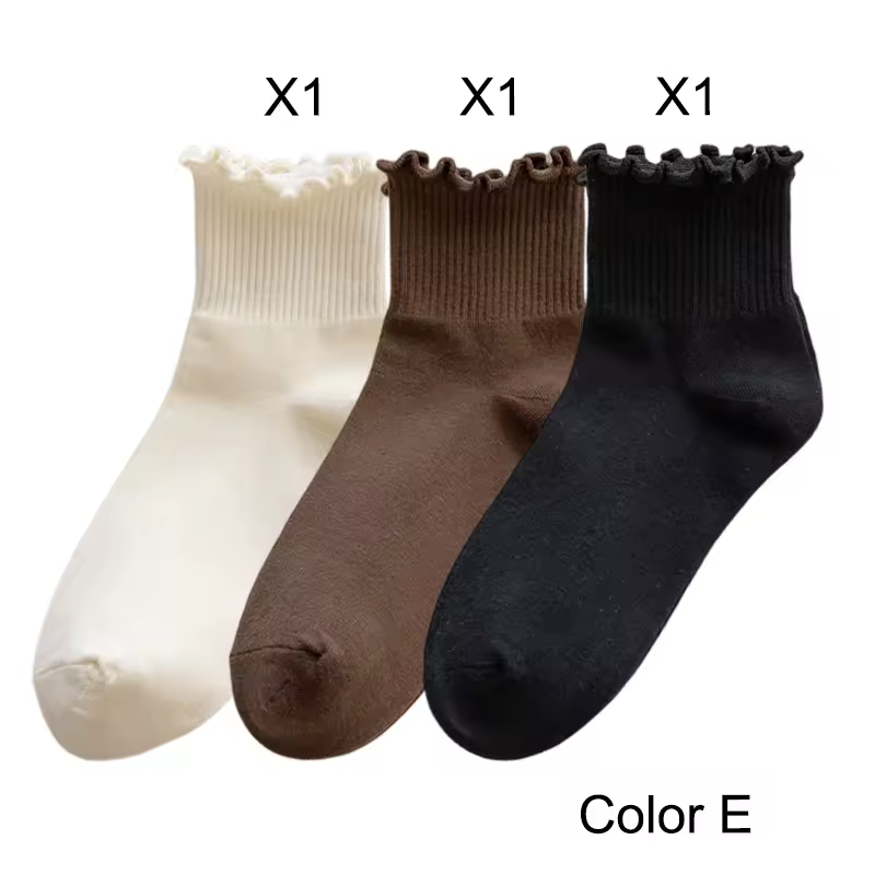 3 Pairs/Lot Cute Socks For Women New Japanese Style Breathable Girls Short Socks Kawaii Solid Socks Frilly Ruffle Socks Casual - Image 10