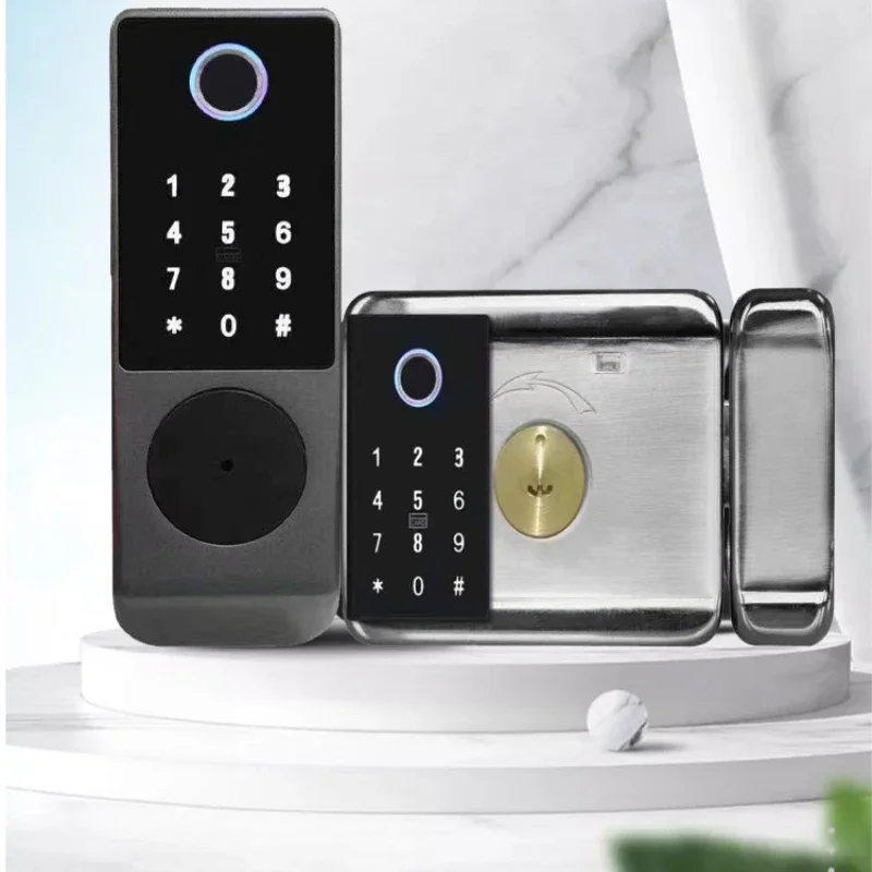 Direct sales  Intelligent Double Side Fingerprint Tuya Ttlock App Smart Rim Lock For Exterior Door