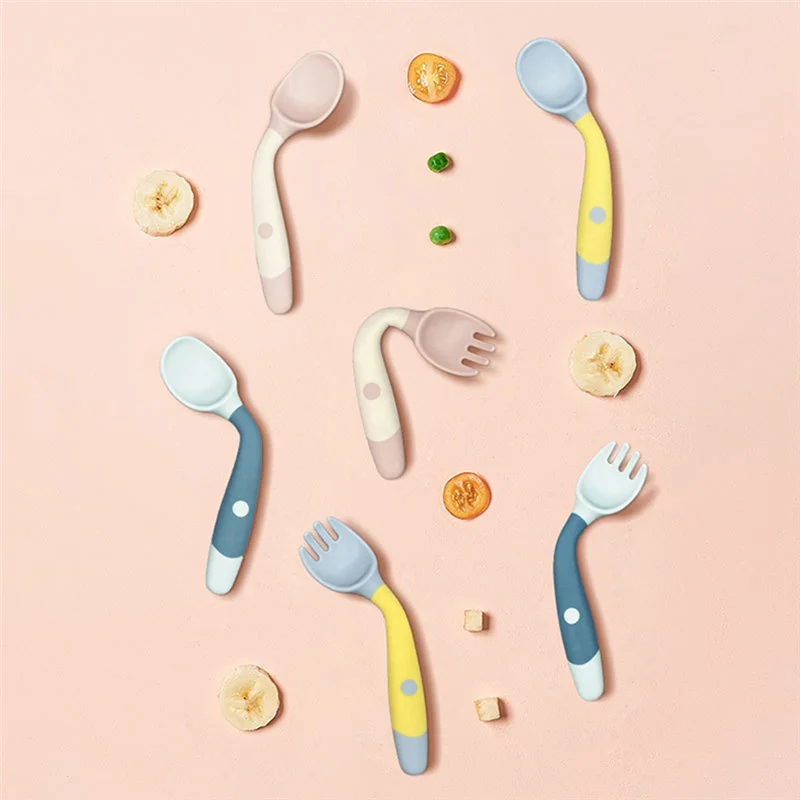 KYCOR-طفل أدوات المائدة الطفل ملعقة وشوكة مجموعة الأطفال الأكل التدريب أدوات المائدة الأطفال طفل رضيع تغذية مجموعة #5