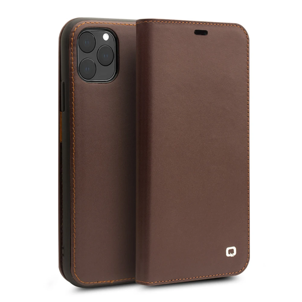 

QIALINO Genuine Leather Phone Case for Apple iPhone 11/12 Mini Pure Handmade Flip Case with Card Slots for iPhone 11/12 Pro Max