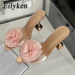 Eilyken PVC Transparent Women Slippers Pumps Designer Wedding Party Pointed Toe High Heels Sandals Spring Ladies Shoes