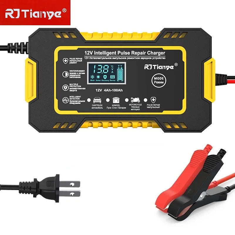 

Us plug Car Battery Charger 12V 6A Pulse Repair Smart Fast Charge AGM Deep Cycle GEL Lead-Acid Charger For Auto Motorcycle