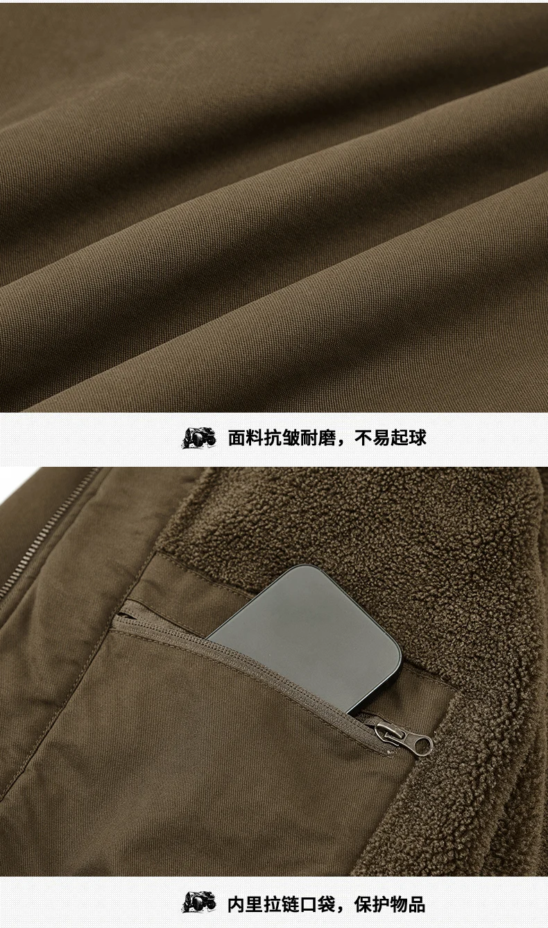 Men Fleece Lined Bomber Jacket Men Loose Thick Warm New Coat Men Plus Size Reversible Fur Collar Cotton Outwear Autumn Parkas