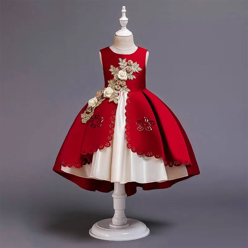 New Children's Full Dress Girls' Wholesale Flower Girl's Princess Dress Puffy High-End Performance Wear Factory Wholesale