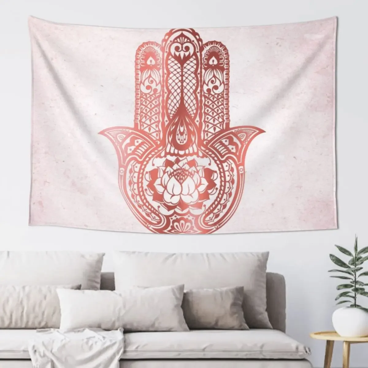 Rose Gold Hamsa Tapestry Home Decor Aesthetic Home Decorating Wall Mural Tapestry