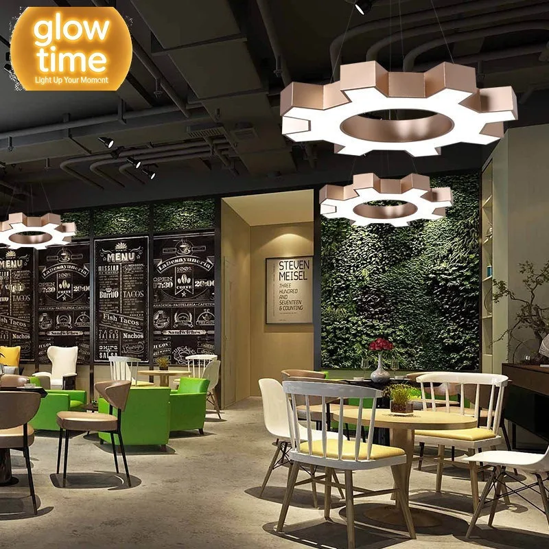 Customized gear lights Industrial wind chandelier Office gym Internet cafe Art creative personality special-shaped lamps