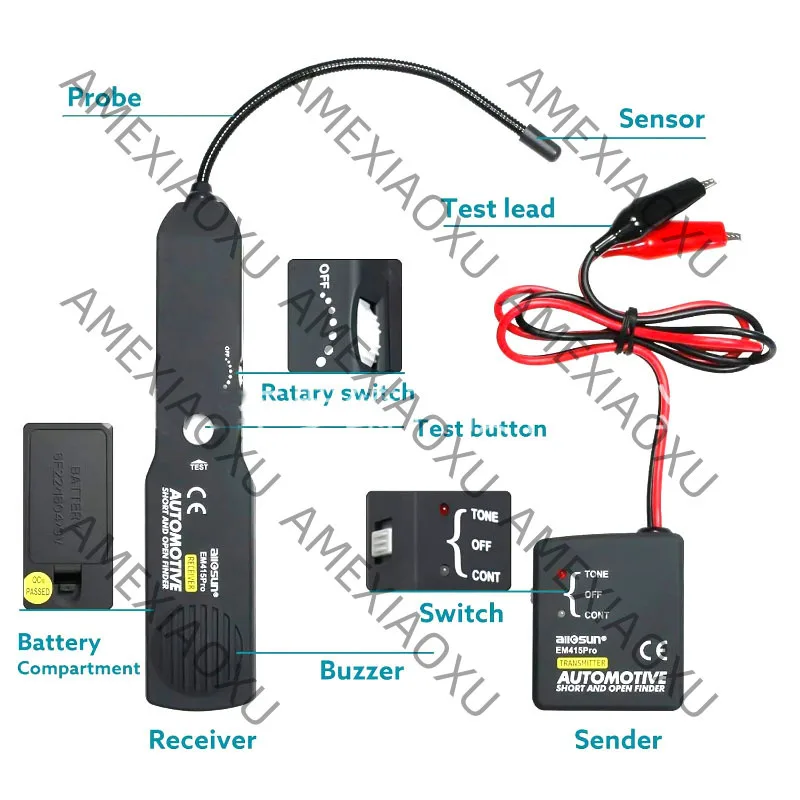 EM415PRO Circuit Tester Automotive Electrical Open&Short Finder 6-42V Car Repair Cable Circuit Wire Tracker Diagnostic Tools AME