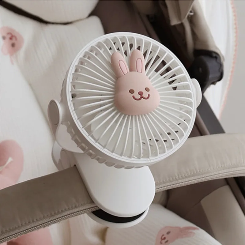 Cute Mini Stroller Fans Portable Clip Fan for Baby Bed Fan 3 Speeds Rechargeable USB Battery Operated Fans for Home Office