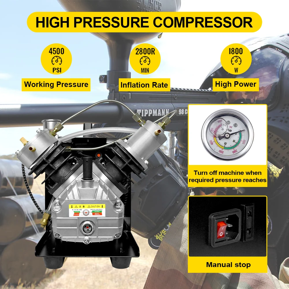 TUXING PCP 공기 압축기, 더블 실린더 헤드, PCP 라이플 스쿠버 다이빙용 고압 압축기, TXEDM041, 4500Psi, 300Bar