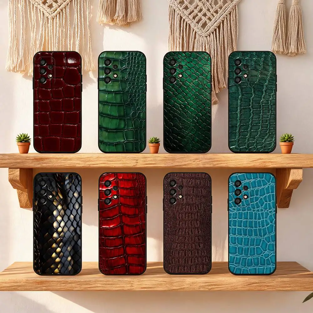 Solid Color Crocodile Skin For Samsung Galaxy S25 FE S24 S23 S22 S21 S20 S10 S10E Ultra Plus FE Note 20 Ultra Plus Cover