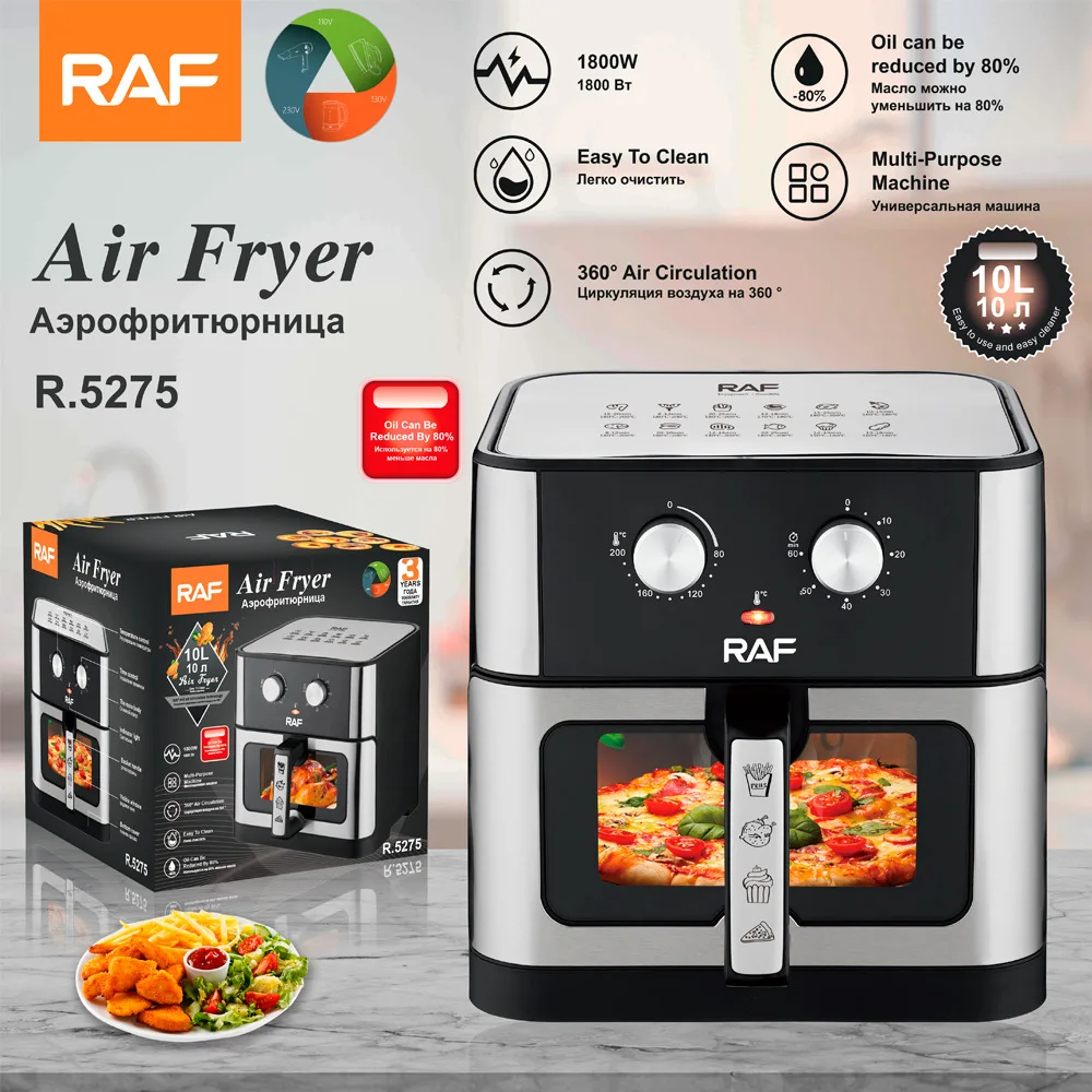 

RAF European cross-border air fryer 10L large-capacity household knob oil-free fryer smokeless electric baking pan electric baki