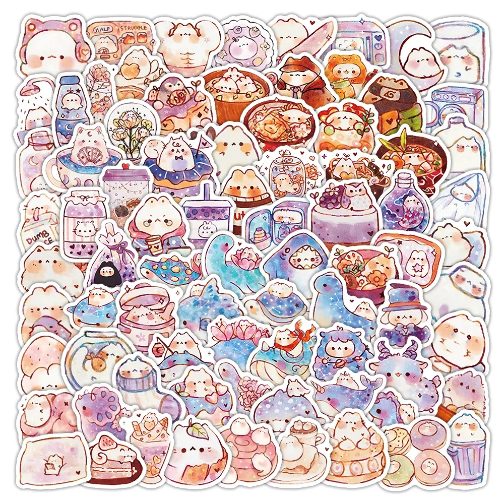 10/50/104PCS Small Animal Cuisine Graffiti Stickers Cartoon Soft Cute Sticker for Computer Notebook Stationery DIY Toys Secret