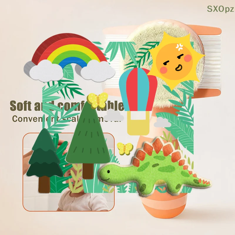 

3в1 набор расчесок для ухода за ребенком, расческа для девочек с защитой от царапин, щетка для волос для новорожденных, расческа для младенцев, массажер для головы, детская расческа