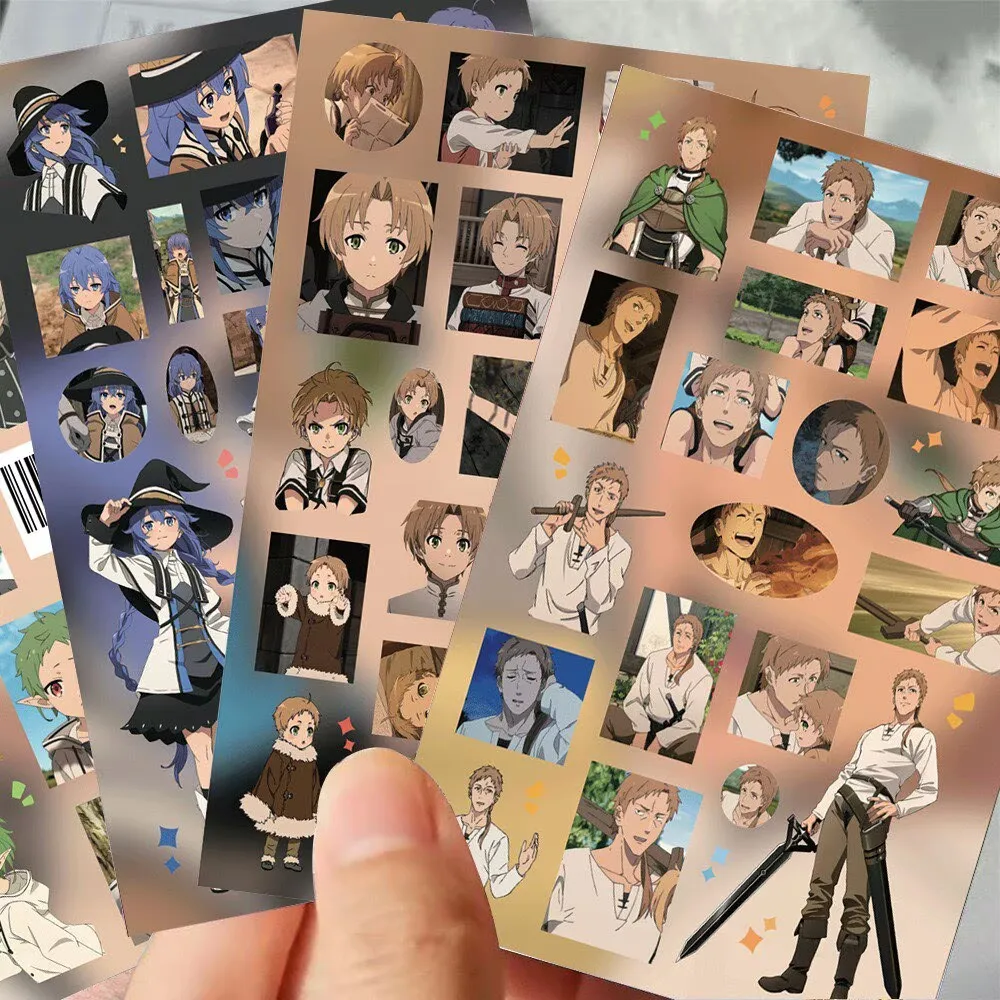 8 Sheets/Set Mushoku Tensei Jobless Reincarnation Anime Stickers Rudeus Roxy Eris Sylphiette Decorative Decals Decor Props