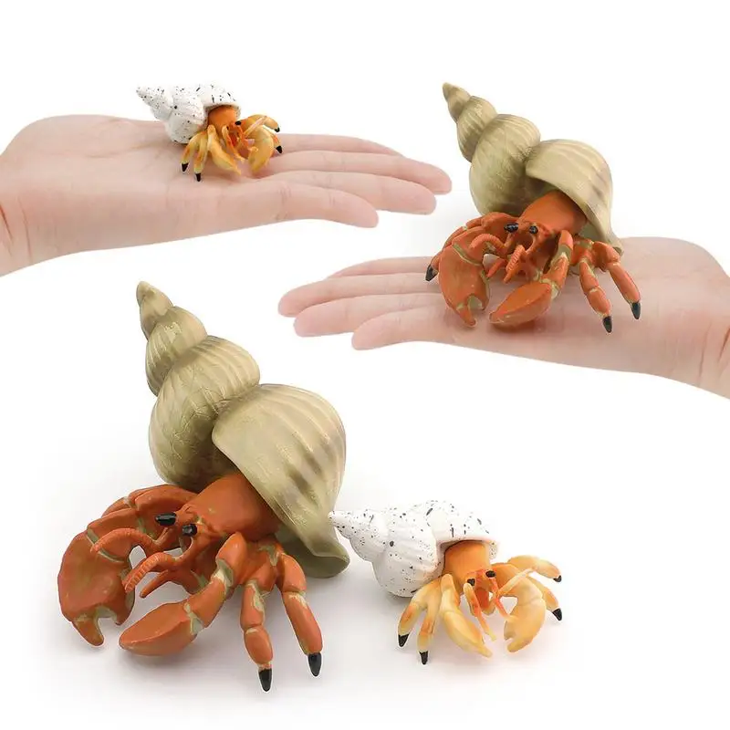 Hermit Crab Figurine Simulation SeaLife Models Animal Action Lobster Hermit Crab Statue Figurines Toy For Children Gift