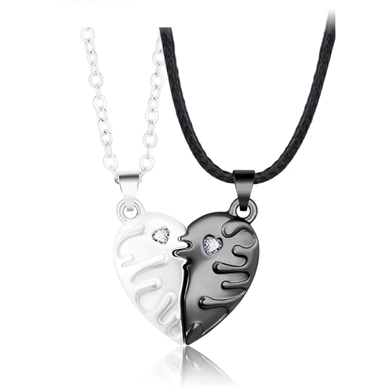 2xMelting Snow Heart Necklace Foever Pendant Magnet Jewelry for Women Men Couple N58F