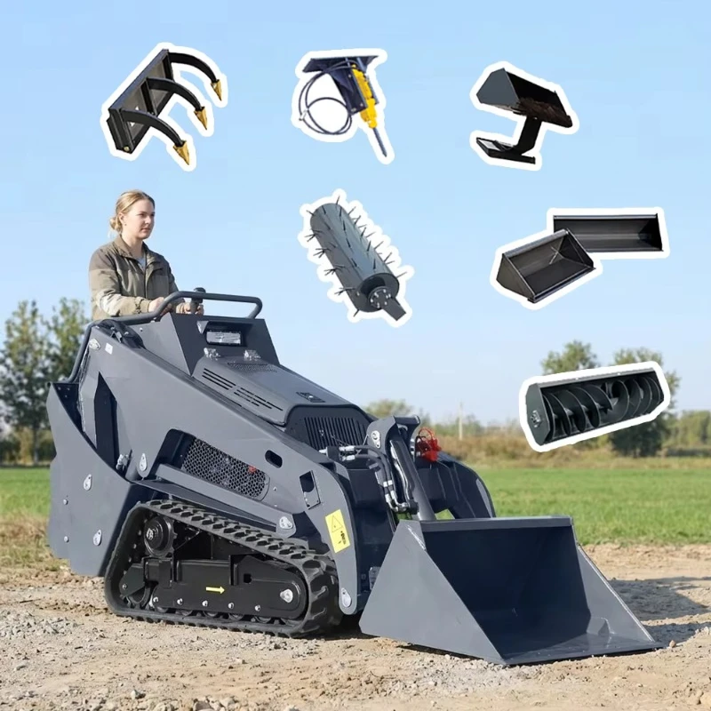 Small Cheap Skid Steer diesel Loader with Bucket Different Attachment Skid Steer Bagger Mini Machine Lifting 500 kg